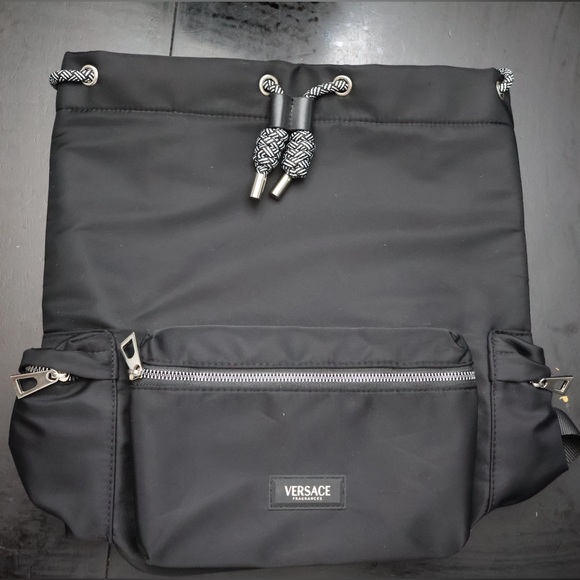 Versace Black Nylon Backpack